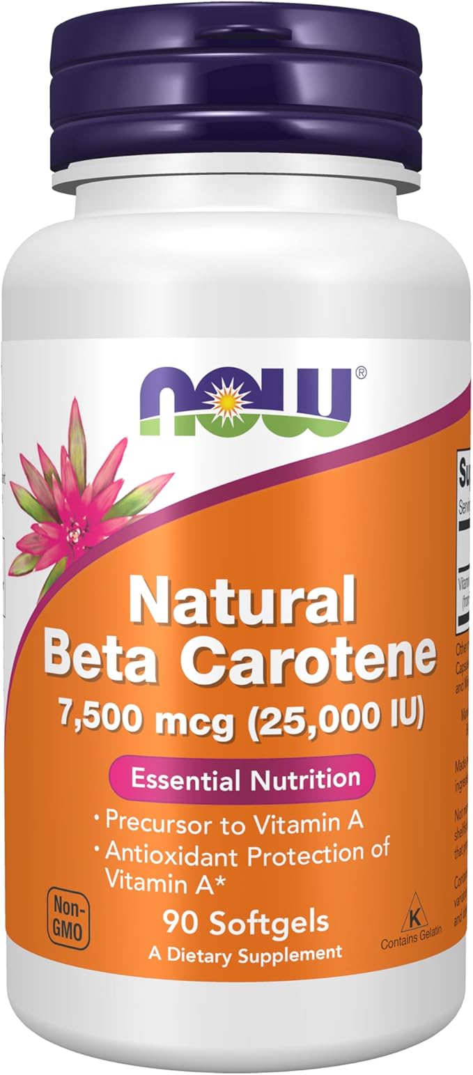 NOW Foods Supplements, Natural Beta Carotene 25,000 IU, Essential Nutrition, 90 Softgels