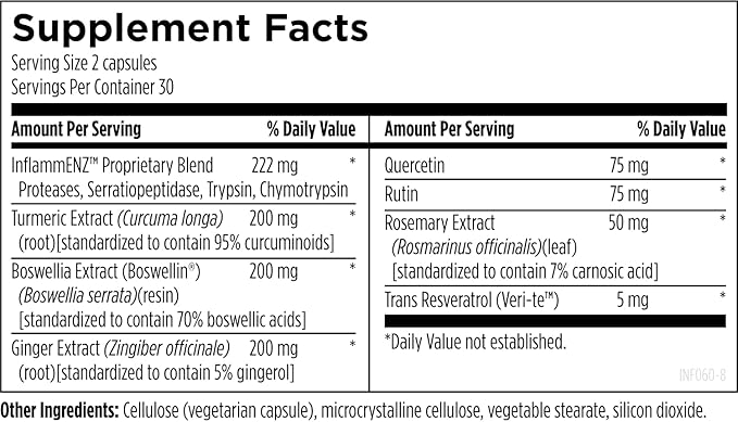 Designs for Health Inflammatone - Turmeric Supplements with Proteolytic Enzymes, Boswellia, Quercetin & Resveratrol (60 Capsules)