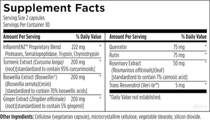 Designs for Health Inflammatone - Turmeric Supplements with Proteolytic Enzymes, Boswellia, Quercetin & Resveratrol (60 Capsules)