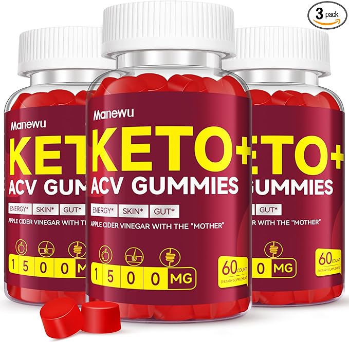 Keto ACV Gummies - 1500mg Apple Cider Vinegar with Mother - Vegan, Non-GMO,Organic Apple Cider Vinegar Gummies for Women Men, Detox & Cleanse, 3 Pack