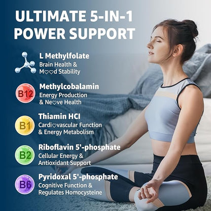 L-MethylFolate 15mg & Methyl B12 Gummies, Methylated B1, B2, B6 Multivitamins - Active 5-MTHF & High Absorption - Supports MTHFR Gene, Cognition, Homocysteine Levels, Folate Metabolism, Vegan, 120 Cts