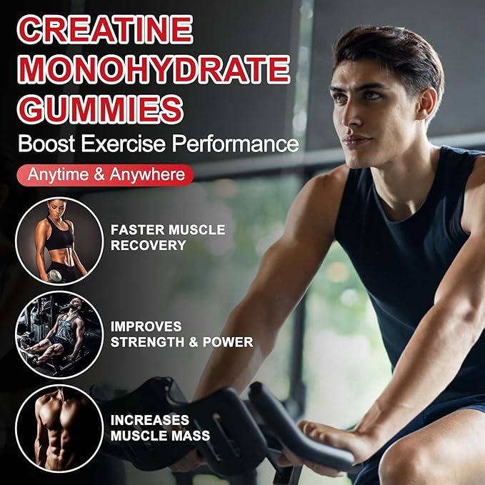 Creatine Monohydrate Gummies 5600mg for Men & Women, 120 CT Chewable Creatine Gummies for Muscle Support, Energy Boost, 5.6g of Creatine Monohydrate per Serving - Sugar Free, Vegan (Cherry Flavor)