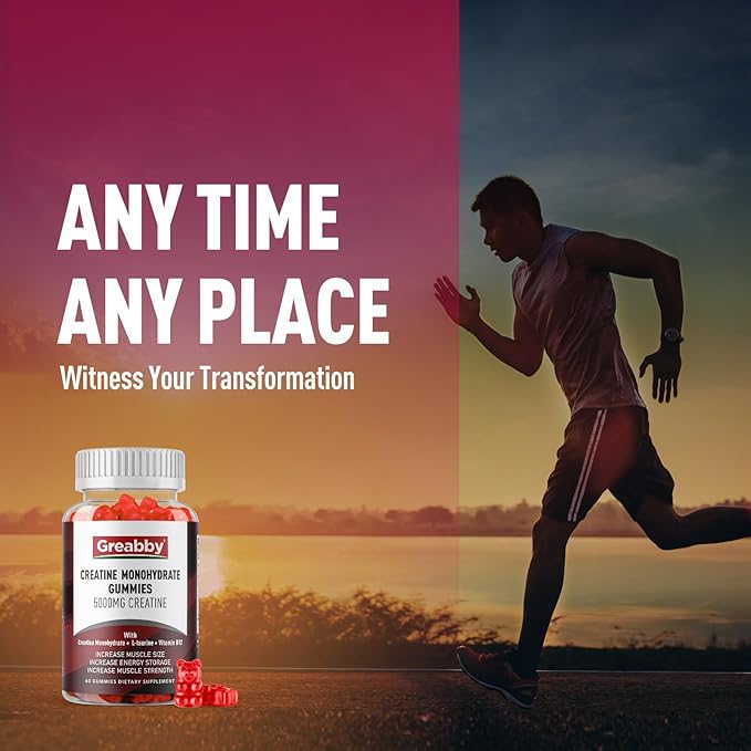 Creatine Monohydrate Gummies - 5g Creatine Monohydrate for Women & Men, L-Taurine, B12, Creatine Chews for Muscle Growth, Increase Strength and Build Muscle, Mixed Berry Flavor 120 Count