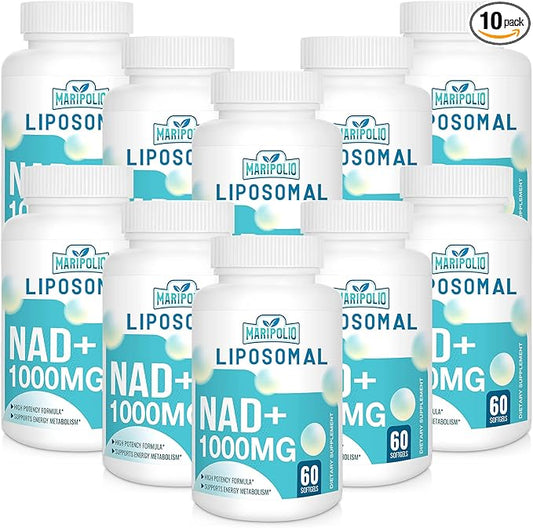 Liposomal NAD+ Supplement 1000 mg | Highest NAD Pontecy | Max Absorption | Pure NAD Supplement | Energy and DNA Repair, Aging Defense, Brain Function | 600 Softgels
