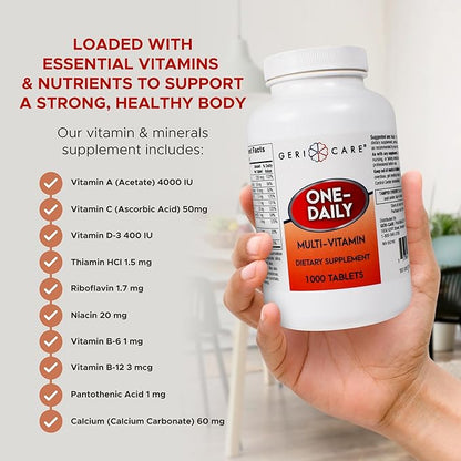GeriCare One-Daily Multi-Vitamin Tablets Dietary Suplement, 1000 Count (Pack of 1)
