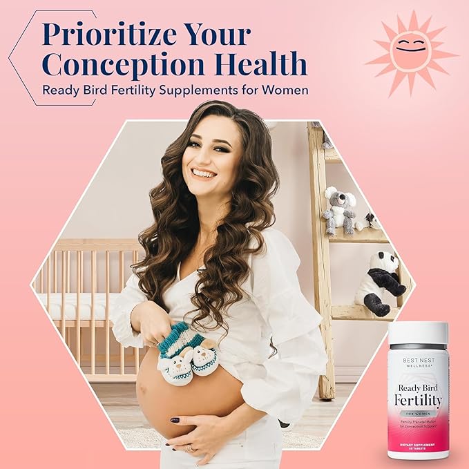 Best Nest Wellness Women's Fertility - Daily Multivitamin for Pregnancy Support - Supplement with Methylated Vitamins Aids Conception - Nutritional Supplement with Ashwagandha & Folate - 30 Tablets