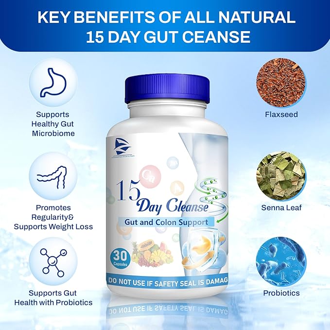 15 Day Gut Cleanse - Gut and Colon Support, Pastillas De 15 Dias para Limpiar El Colon, Limpieza De 15 Dias, 15 Day Colon Cleanse