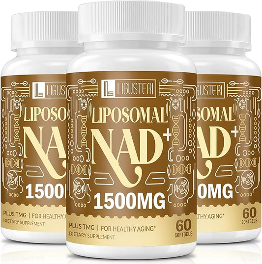 NAD Supplement 1500MG, Liposomal NAD+ Supplement with TMG, 98%+ Absorption, Pure NAD Plus, Non-GMO Aging Defense, Cellular Energy, Heart & Brain Function, Longevity, 180 Softgels