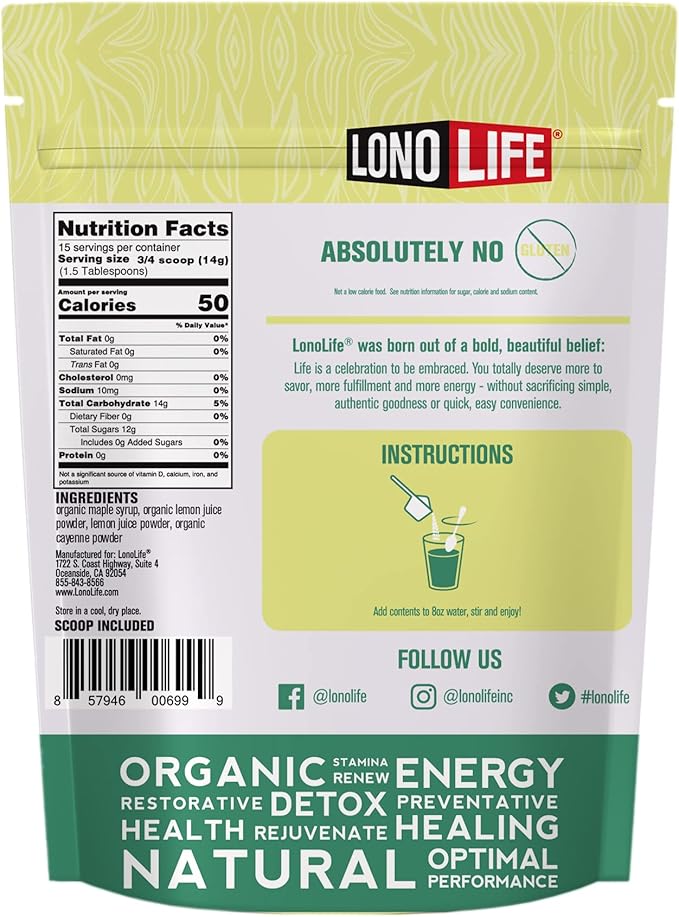 Cleanse Co- Master Cleanse Lemonade - Detox Lemonade Diet Powder - Organic, Gluten-Free - 8 oz Bulk Package- 15 Servings