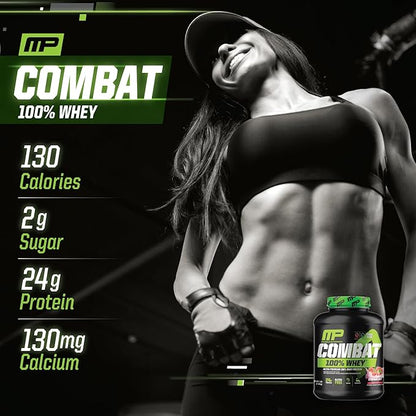 MusclePharm Combat 100% Whey Protein Powder, Strawberry Cream Flavor, Fast Recovery & Muscle Gain with Whey Protein Isolate, High Protein Powder for Women & Men, Gluten Free, 5 lb, 70 Servings