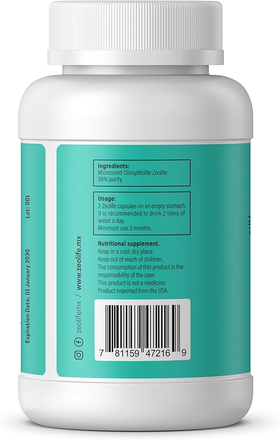 Zeolite-Activated 1 Gram per Capsule Micronized Clinoptilolite 96% Purity. Ultra FINE Includes 3 Bottles.