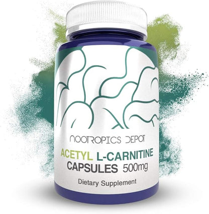 Nootropics Depot Acetyl L-Carnitine Capsules | 500mg | 180 Count | HCL Form | Energy Supplement | Supports Mitochondrial Function | ALCAR HCL