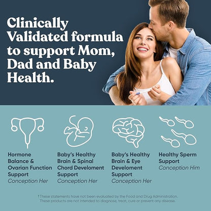 Eu Natural Conception Fertility for Her & Him Bundle - Fertility Supplements Combo for Women & Men – Prenatal Vitamins – Promote Hormone Balance, Cycle Consistency, Aid Ovulation – 120 Count