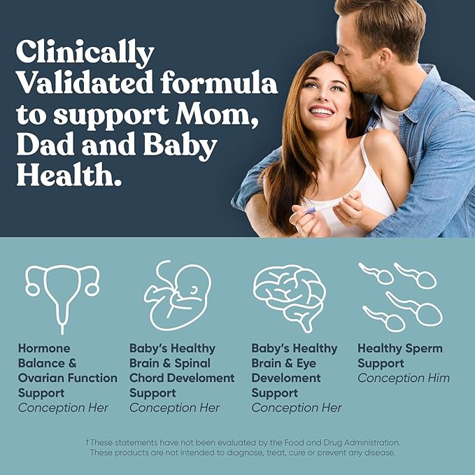 Eu Natural Conception Fertility for Her & Him Bundle - Fertility Supplements Combo for Women & Men – Prenatal Vitamins – Promote Hormone Balance, Cycle Consistency, Aid Ovulation – 120 Count