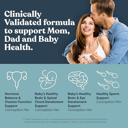 Eu Natural Conception Fertility for Her & Him Bundle - Fertility Supplements Combo for Women & Men – Prenatal Vitamins – Promote Hormone Balance, Cycle Consistency, Aid Ovulation – 120 Count