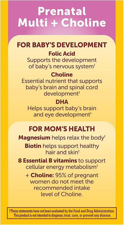 Nature Made Prenatal Vitamin Softgels + Choline Capsules, Folic Acid + DHA + Choline, 60 Prenatal Vitamins for Women, 60 Choline Supplements Capsules, 60 Day Supply