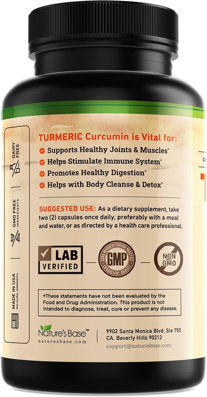Turmeric Curcumin Supplement with Ginger & Apple Cider Vinegar (240 Count) - BioPerine Black Pepper, Tumeric & Ginger - 95% Curcuminoids & Joint Supplement - Antioxidant Tumeric Supplements Capsules