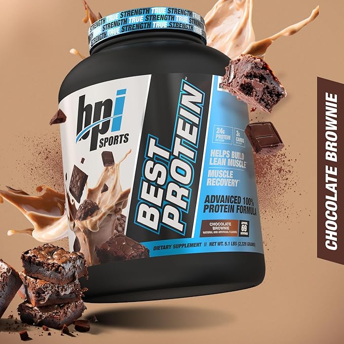 BPI Sports Best Protein – 100% Whey Protein Blend – Muscle Growth, Recovery, Meal Replacement – No Maltodextrin, No Fillers – Gluten Free – for Men & Women – Chocolate Brownie – 5.1 Pounds
