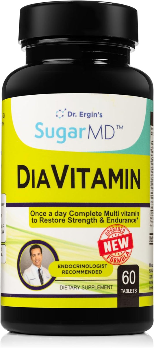 SugarMD Diavitamin Supplement Formula – Multivitamin for Men and Women – Multivitamins and Minerals – 60 Multi Vitamin Tablets – Restore Strength and Endurance – Non-GMO – Gluten-Free