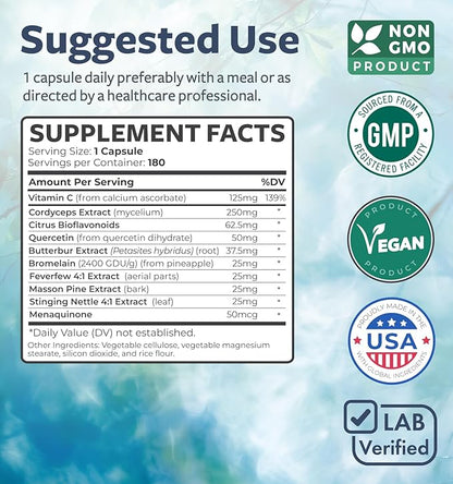 Respiratory Lung Health Supplement - Invigorating Lung Support Supplement Helps Support Clear Airways Mucus Removal and Seasonal or Year Round Lung Detox - Vegan Herbal Clear Lungs Formula (6 Months)