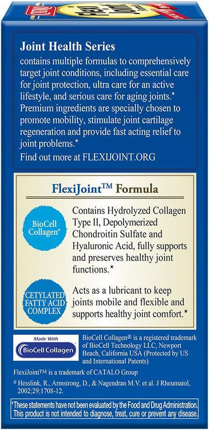 CATALO® FlexiJoint Formula, Joint and Bone Care with Hydrolyzed Collagen Type II, Chondroitin Sulfate, Hyaluronic Acid, Cetylate Fatty Acids, 60 Capsules