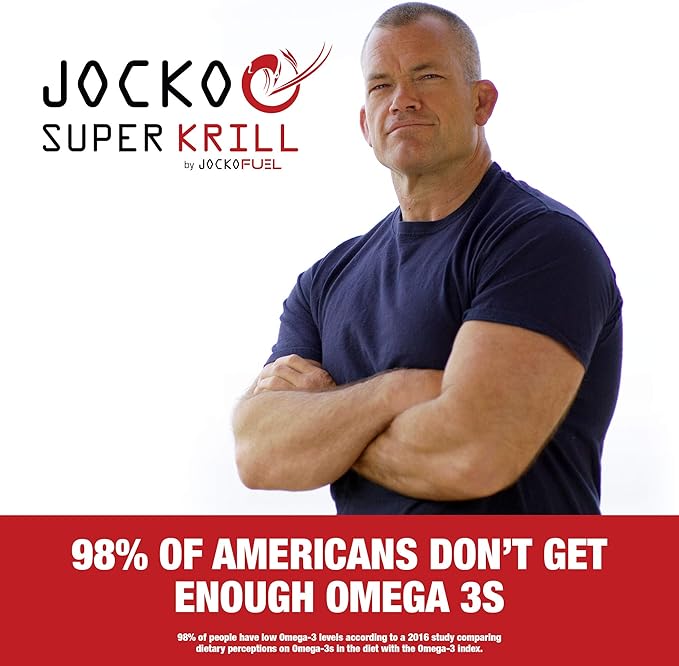 Jocko Fuel Antarctic Krill Oil Omega 3 Fatty Acid Supplements DHA & EPA - 1000mg Softgels - Supports Joints, Mobility & Mental Function (60 Softgels)