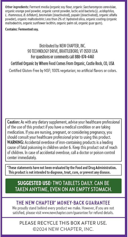 New Chapter Women's Multivitamin Advanced Formula for Stress, Bone, Immune, Beauty & Energy Support, Higher Levels of Whole-Food Fermented Essential Nutrients for Women + Iron + Vitamin D3, 72 Count