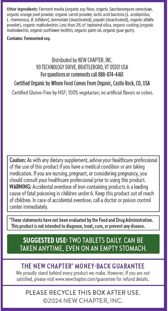 New Chapter Women's Multivitamin Advanced Formula for Stress, Bone, Immune, Beauty & Energy Support, Higher Levels of Whole-Food Fermented Essential Nutrients for Women + Iron + Vitamin D3, 120 Count