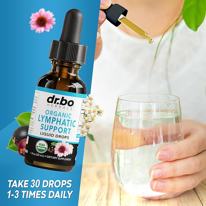 Lymphatic Drainage Supplements Drops - Organic Lymphatic Support Liquid Drops Cleanse with Echinacea for Lymph System Support Supplement, Lymph Node Detox Lymphatic System Drainage - 1oz Vegan Non-GMO