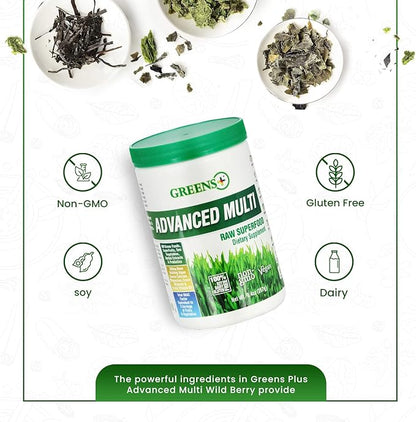 Greens+ Advanced Multi Raw Superfood | Essential Blend of Raw Foods, Superfruits and Sea Vegetables Powder | Vegan | Dietary Supplement | Non GMO, Soy Dairy & Gluten-Free | Size 9.4oz