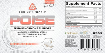 Core Nutritionals Poise Female Hormone,Thyroid, and Stress Support, Minerals and Herbs to Relieve Menstrual Symptoms 112 Capsules