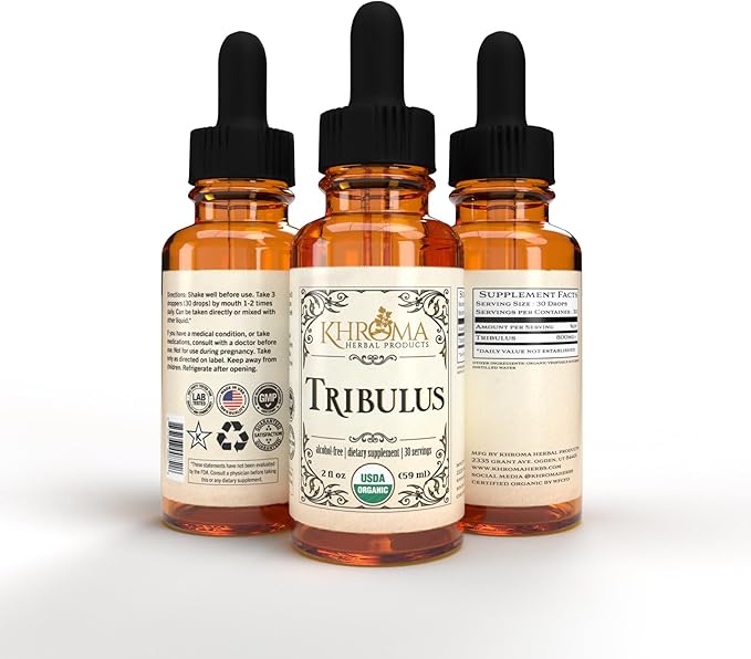 Organic Tribulus 30 Servings - 800 MG - Max Strength Liquid - Alcohol-Free - 2 FL OZ