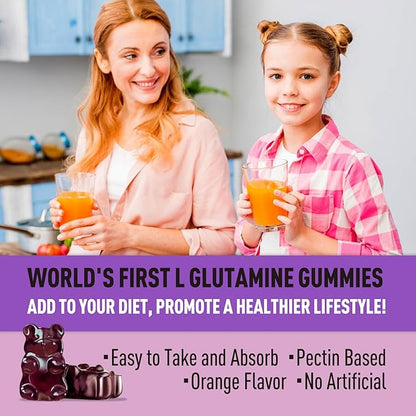 L Glutamine 1000mg Gummies - Muscle Relief & Immune Support, Amino Acid Supplement with Magnesium Glycinate, Vegan & Non-GMO, Gluten Free (120 Count)