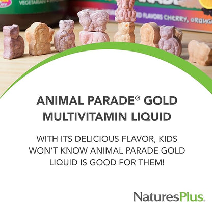 Natures Plus Animal Parade Gold Children's Liquid Multivitamin, Natural Tropical Berry - 30 oz, Pack of 2 - Immune Support Supplement - Vegetarian, Gluten Free - 120 Total Servings