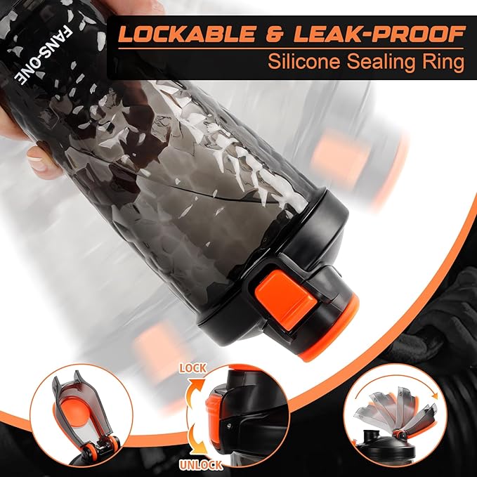 Electric Protein Shaker Bottle, Lockable Electric Blender Cup, 24oz Tritan USB Rechargeable Mixer, Portable Blender Shaker Cups for Protein Shakes for Men Women, Black and Orange