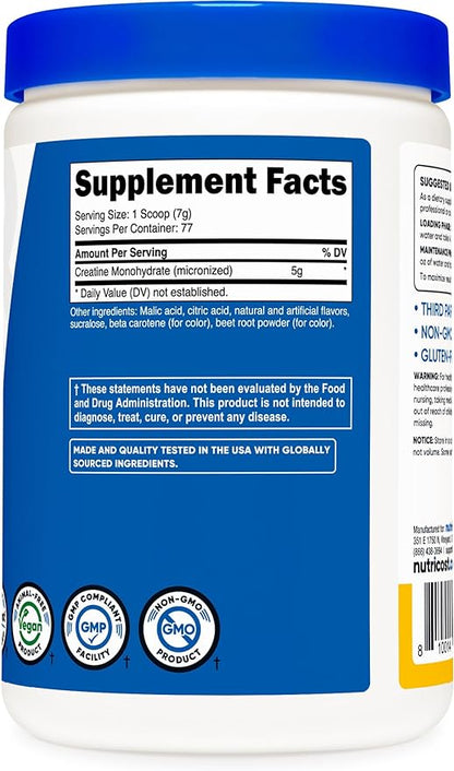 Nutricost Creatine Monohydrate Powder (Pineapple Mango, 500 Gram) - Micronized Creatine Supplement - Vegan, Non-GMO, Gluten Free