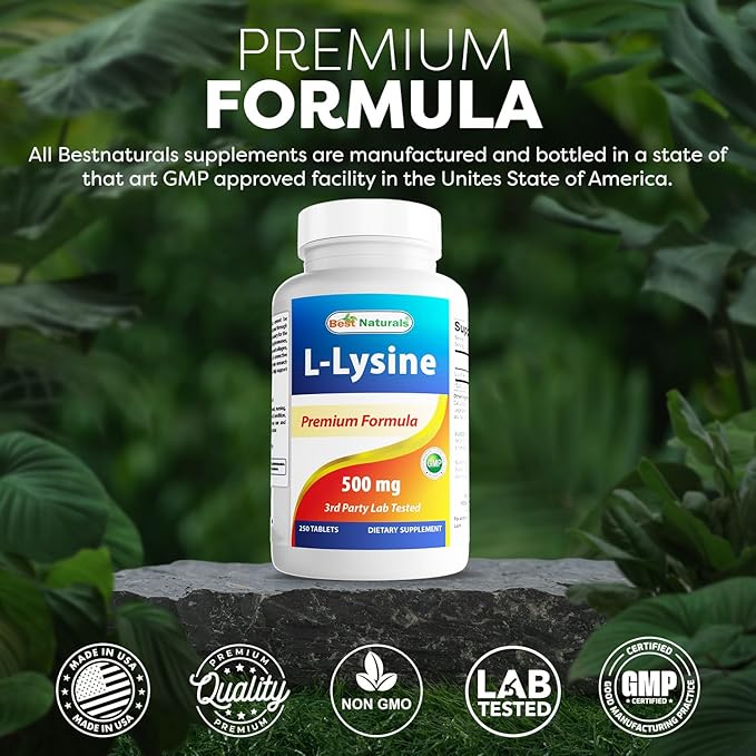 Best Naturals L-Lysine 500 mg 250 Tablets (250 Count (Pack of 3))