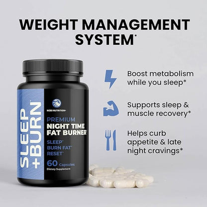 Night Time Fat Burner to Shred Fat While You Sleep | Belly Fat Burner, Carb Blocker & Weight Loss Support Supplements | Burn Belly Fat, Support Metabolism & Fall Asleep Fast | 60 Nighttime Pills