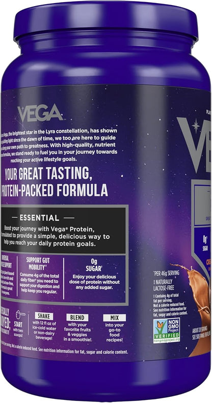Vega Original Protein Powder, Creamy Chocolate Plant Based Protein Drink Mix for Water, Milk and Smoothies, 32.5 oz (Packaging May Vary)