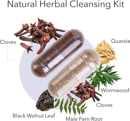 Kroeger Herb, Wormwood Herb Supplement Kit, Black Walnut, Clove, Quassia, Worm Wood Detox Cleanse - Capsules, Non-GMO, Gluten Free, No Preservatives or Fillers, Made in USA