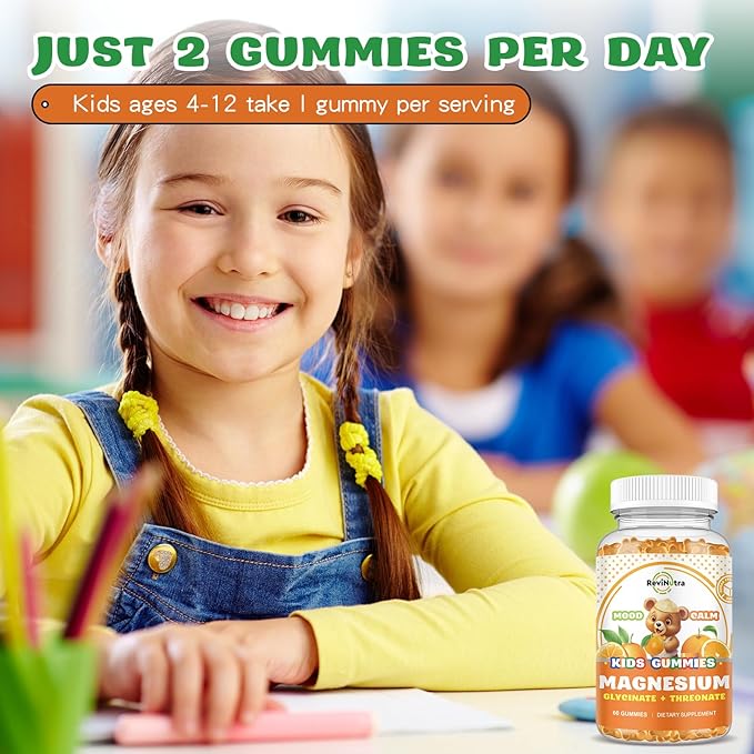 Magnesium Complex Gummies- Calm Chewable Gummies for Kids & Adults- Magnesium Glycinate, Threonate Supplement- Support Calm Stress Relief, Bones, Mood Vegan- Sugar-Free Orange Flavor, 60 Gummies