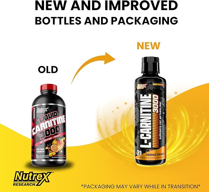 Nutrex Research Liquid Carnitine 3000 | Premium Liquid Carnitine, Fat Loss Support | Orange Mango |16 Fl Oz