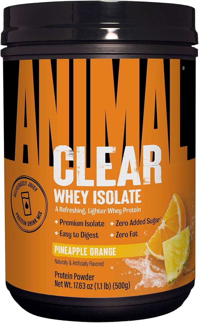 Clear Whey Isolate Protein Powder - Easy to Digest and Mix, 5g BCAA, Deliciously Juicy, Refreshing Anytime Drink for Men and Women, Pineapple Orange 500g (20 Servings)