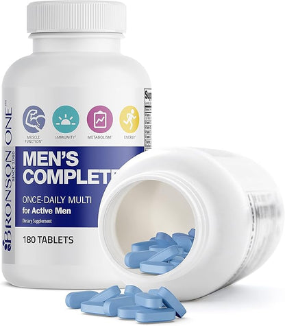 Bronson ONE Daily Men’s Complete Multivitamin Multimineral Once-Daily Multi for Active Men, 180 Tablets
