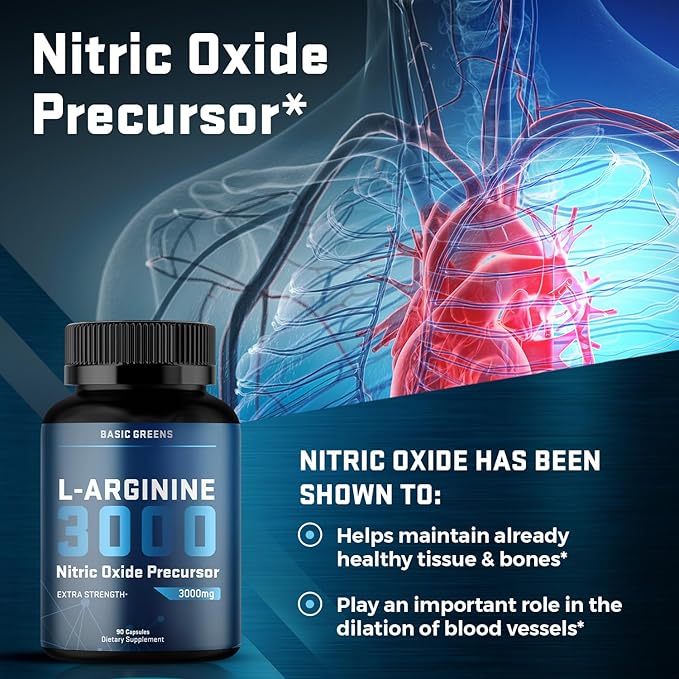 L Arginine 3,150mg (180 Capsules) - L-Arginine Supplement for Men and Women with Nitric Oxide Precursor, LArginine Supplement