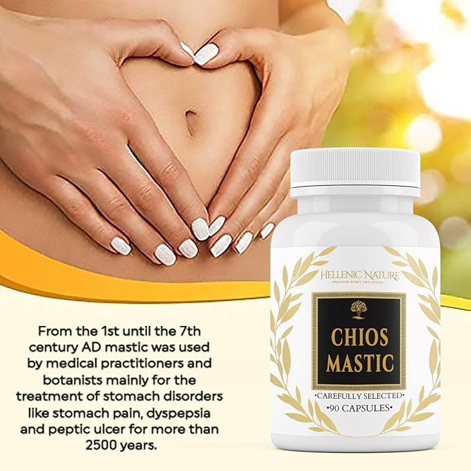 Premium Chios Mastic Natural SUGARLESS Gum Capsules - Especially Selected to Improve Health - Vegan Breath Care, Organic, No Carb Diet, H Pylori