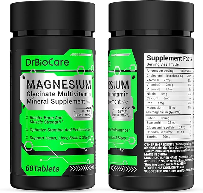 Energy Boost & Magnesium Glycinate, Contains Vitamin D3, Vitamin C, Turmeric Supplement, Ashwagandha Supplement, Milk Thistle, Calcium Supplement & Magnesium Supplement 120 Tablets