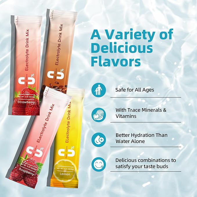 Electrolytes Powder No Sugar & 0 Calorie, Electrolytes Drink Mix, Variety Hydration Packets with Vitamins for Rapid Hydration, Endurance & Energy Support, Non-GMO, Vegan (16 Sticks)