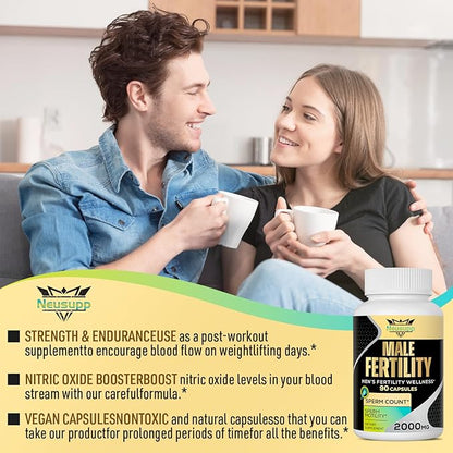 Fertility Supplements for Men, 2000MG Male Fertility Vitamin with Maca Root, Zin& Folate for Conception -360 Capsules