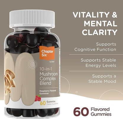 Zahler 10-in-1 Mushroom Gummies Raspberry Flavored with Lions Mane Mushroom, Reishi, Cordyceps, White Button, Plus 6 Adaptogenic Mushrooms 56
